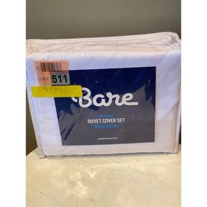 Bare Home Queen Duvet Cover Set Premium Microfiber‎ Soft White Bedding
